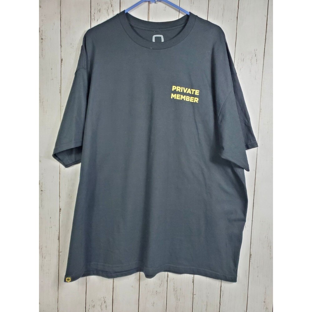 Private Members Club Mens T-Shirt Black Short Sleeve Mens Sz 2XL Printed Design